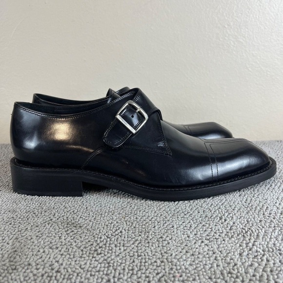 Mercanti Fiorentini Monk Strap Slip On Black Leather Dress Shoes Men's Size 12 - Picture 3 of 11